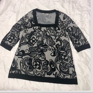 Avenue Black and Gray Floral Blouse Size 18/20